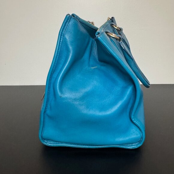 Coach Crosby Carryall Turquoise Leather Handbag - Picture 10 of 13